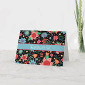 Girly Flowers Zwarte Inspirivity Notecard Kaart (Voorkant)