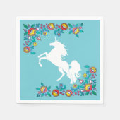 Girly Folk Flowers & White Unicorn Servet (Voorkant)