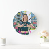 Girly Foto Geel Magenta Ombre Romeinse cijfers Grote Klok (Huis)