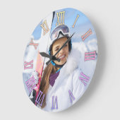 Girly Foto Pastel Rainbow Gradient Romeinse cijfer Grote Klok (Hoek)