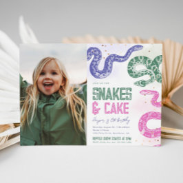 Girly Foto Snake Verjaardagsuitnodigingen Kaart