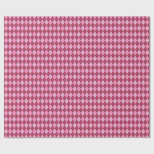 Girly framboos en roze kleine argyle patroon cadeaupapier (Vlak)