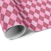 Girly framboos en roze kleine argyle patroon cadeaupapier (Rol Hoek)