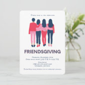 Girly Friendsgiving Thanksgiving Feestuitnodiging Kaart (Staand voorkant)