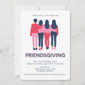 Girly Friendsgiving Thanksgiving Feestuitnodiging Kaart (Voorkant)