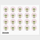 Girly Frog Baby shower Ronde Sticker (Vel)
