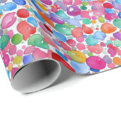 Girly Fun Abstracte Waterverf Brush Spots Pattern Cadeaupapier (Rol Hoek)