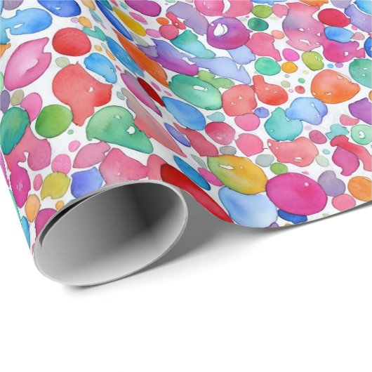 Girly Fun Abstracte Waterverf Brush Spots Pattern Cadeaupapier (Rol Hoek)