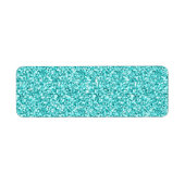 Girly, Fun Aqua Blue Glitter Printed Etiket (Voorkant)