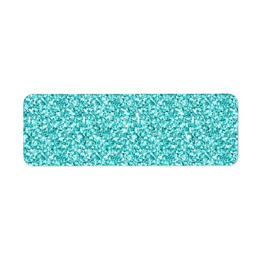 Girly, Fun Aqua Blue Glitter Printed Etiket (Voorkant)