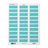 Girly, Fun Aqua Blue Glitter Printed Etiket (Full Sheet)