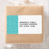 Girly, Fun Aqua Blue Glitter Printed Etiket (Insitu)