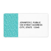 Girly, Fun Aqua Blue Glitter Printed Etiket (Voorkant)