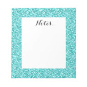 Girly, Fun Aqua Blue Glitter Printed Notitieblok (Voorkant)
