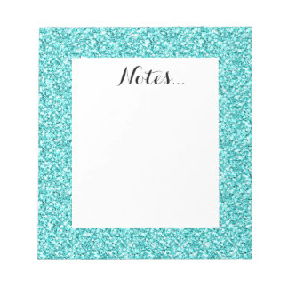 Girly, Fun Aqua Blue Glitter Printed Notitieblok