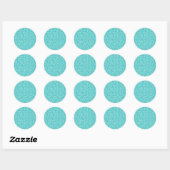 Girly, Fun Aqua Blue Glitter Printed Ronde Sticker (Vel)