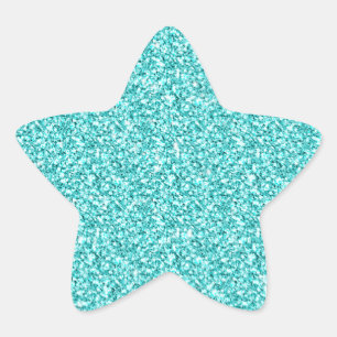 Girly, Fun Aqua Blue Glitter Printed Ster Sticker