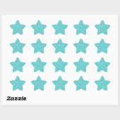 Girly, Fun Aqua Blue Glitter Printed Ster Sticker (Vel)