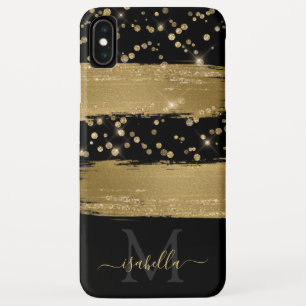 Girly Fun Black Gold Glitter Script Monogramed Case-Mate iPhone Case