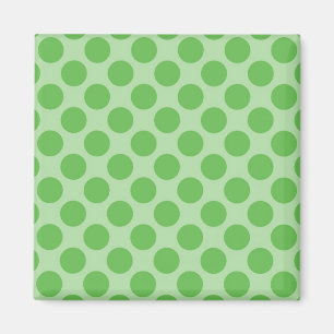 Girly Fun Cute Green Polka Dots Pattern on Green Magneet
