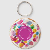 Girly Fun Kleurrijke Hot Roze Witte Donut Waterver Sleutelhanger (Voorkant)