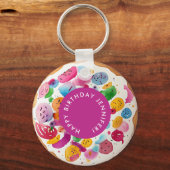 Girly Fun Kleurrijke Hot Roze Witte Donut Waterver Sleutelhanger (Voorkant)