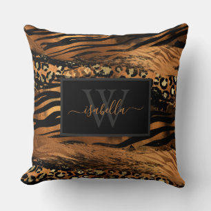 Girly Fun Modern Copper Glitter Script Monogram Th Kussen