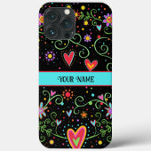 Girly Fun Tiener Trendy Black Floral Inspirivity Case-Mate iPhone Case (Achterkant)