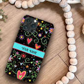 Girly Fun Tiener Trendy Black Floral Inspirivity Case-Mate iPhone Case