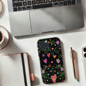 Girly Fun Tiener Trendy Black Floral Inspirivity Case-Mate iPhone Case