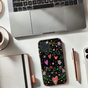 Girly Fun Tiener Trendy Black Floral Inspirivity Case-Mate iPhone Case