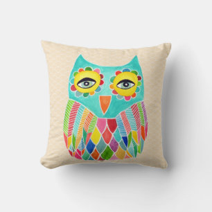 Girly Funky Modern Unique Owl Art Cushion Kussen