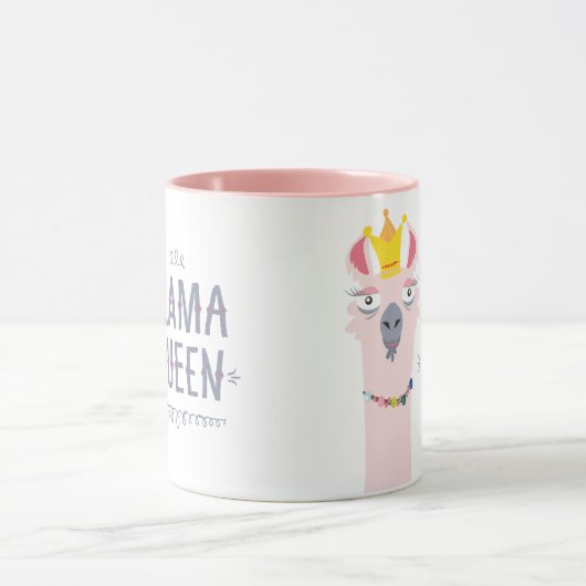 Girly Funny Llama Queen Illustration Mok (Midden)