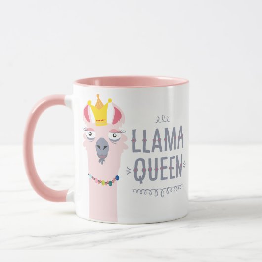 Girly Funny Llama Queen Illustration Mok (Links)