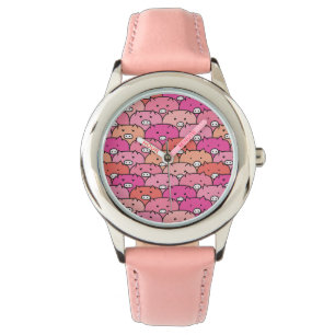 Girly Funny Pig Pattern Horloge