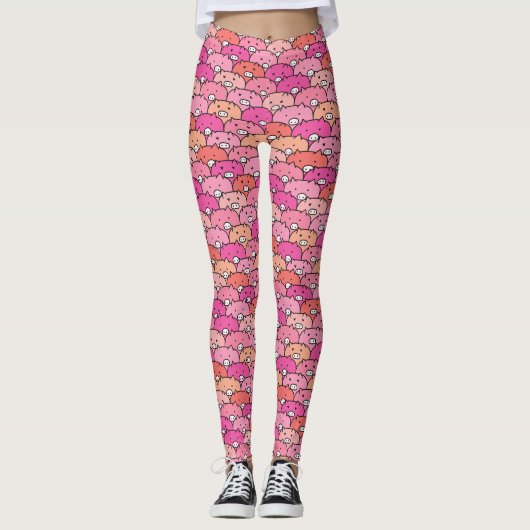 Girly Funny Pig Pattern Leggings (Voorkant)