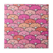 Girly Funny Pig Pattern Tegeltje (Voorkant)