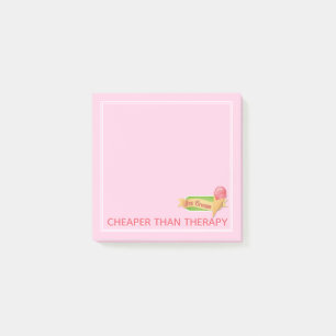 Girly Funny Therapy Pink Ice Cream Post-it® Notes