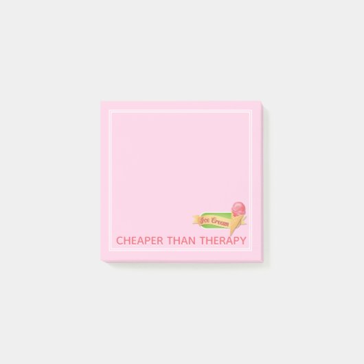 Girly Funny Therapy Pink Ice Cream Post-it® Notes (Voorkant)