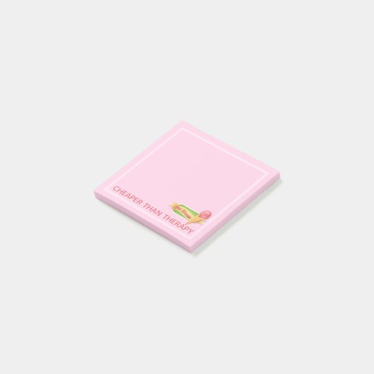 Girly Funny Therapy Pink Ice Cream Post-it® Notes (Schuin)