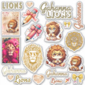 Girly Gahanna Leeuwen Roze en Gouden Sticker Sheet (Voorkant)