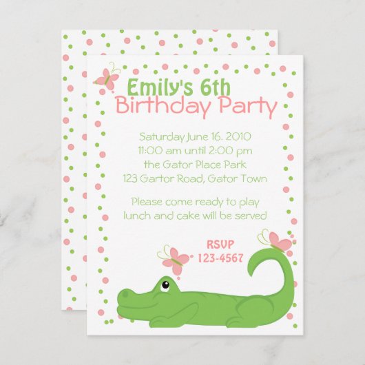 Girly Gator Kaart (Voorkant / Achterkant)