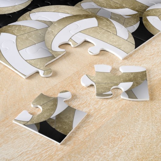 Girly gedempt goud wit volleyballen patroon legpuzzel (Zijkant)