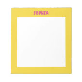 Girly Geel & Heet Roze Naam Notitieblok (Voorkant)