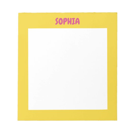 Girly Geel & Heet Roze Naam Notitieblok (Voorkant)
