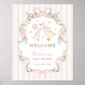Girly Gekke Goose Coquette Bow Baby shower Welkom Poster (Voorkant)