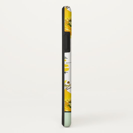 Girly Gele bloemen en groen monogram Case-Mate iPhone Case (Achterkant/rechts)