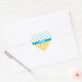 Girly gele strepen met blauw lint hart sticker (Envelop)