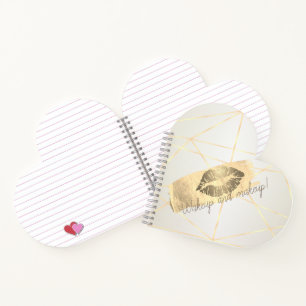 Girly Geometric, Gold Brush Stroke, Glittery Lips Notitieboek