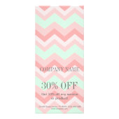 Girly Geometric Patroon roze en munt chevron Reclamekaart (Voorkant)